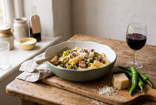 Friariello pepper and sausage pasta