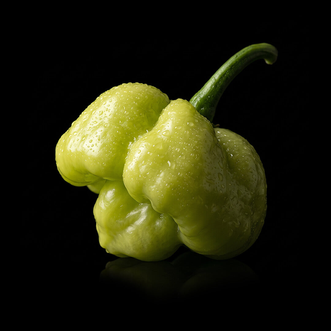 Unripe green Scotch Bonnet MOA chilli pepper